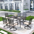 7pc Patio Dining Set with Rectangle Table with 1.57" Umbrella Hole & Padded Cushioned 360 Swivel Arm Chairs - Captiva Designs