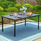 Ensemble de salle à manger de patio 7 pièces avec table rectangulaire avec trou pour parasol de 4 cm et fauteuils rembourrés pivotants à 360° - Captiva Designs