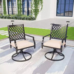 Ensemble de salle à manger de patio 7 pièces avec table rectangulaire avec trou pour parasol de 4 cm et fauteuils rembourrés pivotants à 360° - Captiva Designs