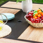 Ensemble de salle à manger extérieur 7 pièces avec 2 chaises pivotantes et table en similibois avec trou pour parasol - Captiva Designs : Meubles de patio résistants aux intempéries
