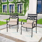 Ensemble de salle à manger extérieur 7 pièces avec 2 chaises pivotantes et table en similibois avec trou pour parasol - Captiva Designs : Meubles de patio résistants aux intempéries