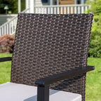 Ensemble de salle à manger d'extérieur 7 pièces : Table en acier, chaises en osier, coussins - Captiva Designs