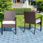 Ensemble de salle à manger d'extérieur 7 pièces : Table en acier, chaises en osier, coussins - Captiva Designs
