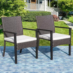 Ensemble de salle à manger d'extérieur 7 pièces : Table en acier, chaises en osier, coussins - Captiva Designs