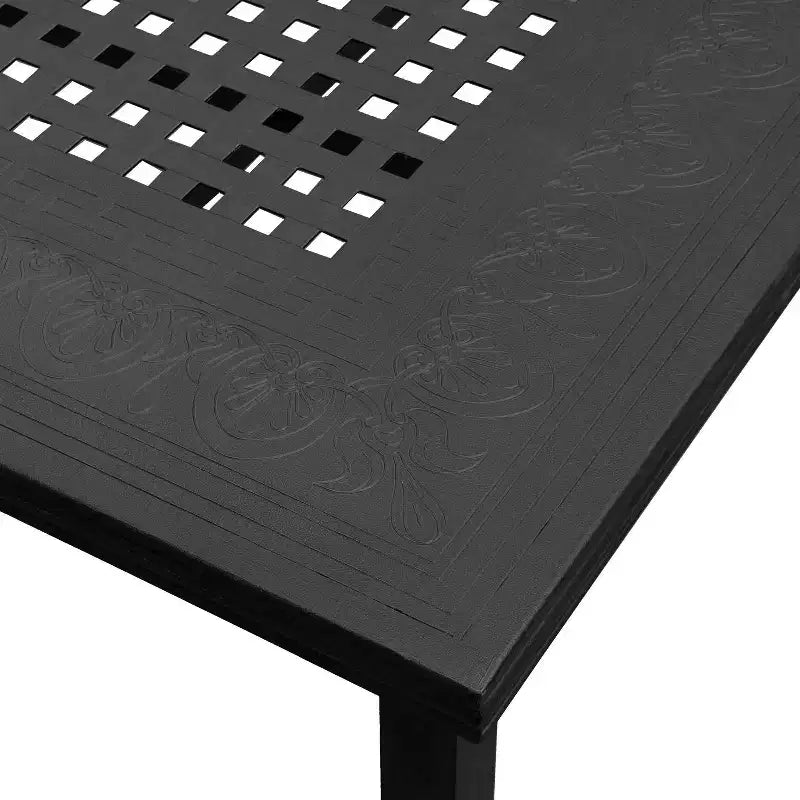Ensemble de salle à manger d'extérieur rectangulaire moderne Oakland Living de 95 pouces en aluminium avec maillage en treillis, 8 chaises à accoudoirs, noir