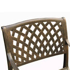 Ensemble de salle à manger d'extérieur 7 pièces avec table ronde de 150 cm en aluminium à treillis maillé de style traditionnel orné et contemporain - Bronze - Oakland Living