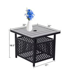 3pc Patio Dining Set with Small Square Table with Umbrella Hole & Lightweight Sling Chairs - Captiva Designs: Outdoor Furniture for Balcony