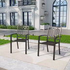 Ensemble de salle à manger 5 pièces pour terrasse avec table ronde et chaises à cadre en acier avec assise en toile – Captiva Designs : Mobilier d'extérieur pour quatre