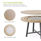 Greemotion 5pc Lyon 3-in-1 Outdoor Convertible Patio Dining Set with Arm Chairs Brown: Modern Aluminum & Teak Table, UV-Resistant