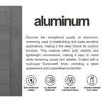 Amazonia Axe Ensemble de salle à manger rectangulaire 7 pièces en aluminium pour terrasse, noir