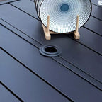 Ensemble de salle à manger d'extérieur 7 pièces Captiva Designs avec table rectangulaire et trou pour parasol de 4 cm et chaises à accoudoirs en aluminium