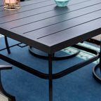 Ensemble de salle à manger d'extérieur 7 pièces Captiva Designs avec table rectangulaire et trou pour parasol de 4 cm et chaises à accoudoirs en aluminium
