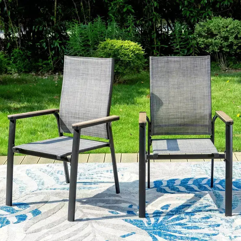 9pc Patio Set with Steel Expandable Table & Stackable Sling Chairs - Captiva Designs: Outdoor Dining, Weather-Resistant