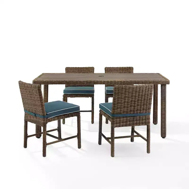 Ensemble de salle à manger extérieur 5 pièces en acier Bradenton Marine/Marron vieilli - Crosley : Coussins en polyester, Résistant aux UV