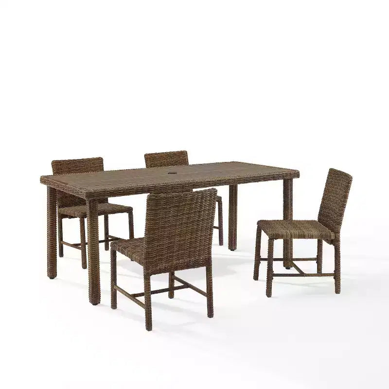 Ensemble de salle à manger extérieur 5 pièces en acier Bradenton Marine/Marron vieilli - Crosley : Coussins en polyester, Résistant aux UV