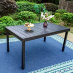 Ensemble de salle à manger d'extérieur 9 pièces avec table extensible en acier et chaises rembourrées - Captiva Designs : Mobilier d'extérieur résistant aux intempéries