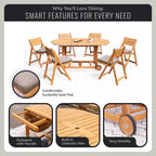 Ensemble de salle à manger d'extérieur pliant 7 pièces en teck Sonoma Lane Belton avec coussins Sunbrella Cast Shale – Meubles de patio résistants aux intempéries