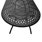 Ensemble de salle à manger d'extérieur 9 pièces avec table ovale moderne en treillis d'aluminium de 95 pouces et fauteuils Checker - Oakland Living