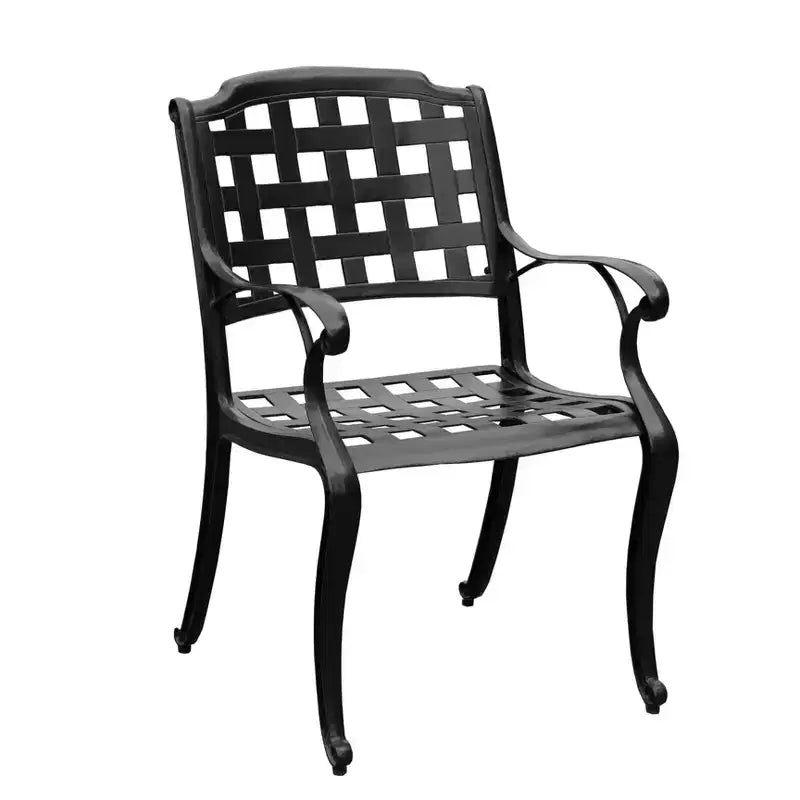 Ensemble de salle à manger d'extérieur 9 pièces avec table ovale moderne en treillis d'aluminium de 95 pouces et fauteuils Checker - Oakland Living
