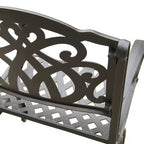 7pc Outdoor Dining Set with 59" Modern Ornate Mesh Aluminum Round Table & Luxury Chairs Black - Oakland Living