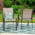 Ensemble de repas de patio 5 pièces avec table ronde et chaises à bras en textilène - Captiva Designs : Résistant aux intempéries, cadre en acier