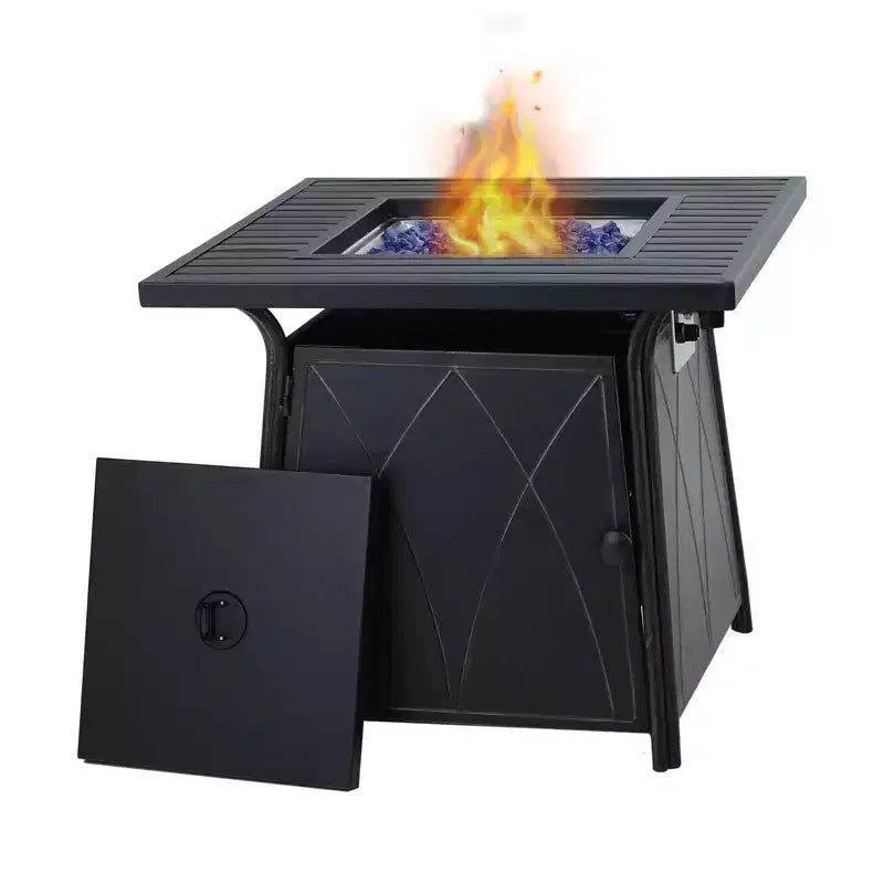 5pc Patio Dining Set with 28" Square Gas Fire Pit Table & Swivel Arm Chairs - Captiva Designs: Outdoor Seating, Rust-Resistant