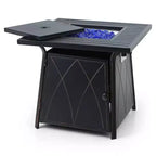 5pc Patio Dining Set with 28" Square Gas Fire Pit Table & Swivel Arm Chairs - Captiva Designs: Outdoor Seating, Rust-Resistant