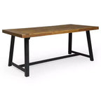 Ensemble de salle à manger d'extérieur Christopher Knight 7 pièces Jasmine 6 places avec structure en fer et bois d'acacia