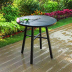 Ensemble de repas 3 pièces pour patio avec petite table ronde en acier et chaises en toile – Captiva Designs : Mobilier d'extérieur pour balcon ou terrasse