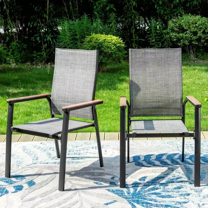 Ensemble de repas 3 pièces pour patio avec petite table ronde en acier et chaises en toile – Captiva Designs : Mobilier d'extérieur pour balcon ou terrasse