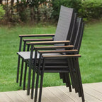 Ensemble de repas 3 pièces pour patio avec petite table ronde en acier et chaises en toile – Captiva Designs : Mobilier d'extérieur pour balcon ou terrasse