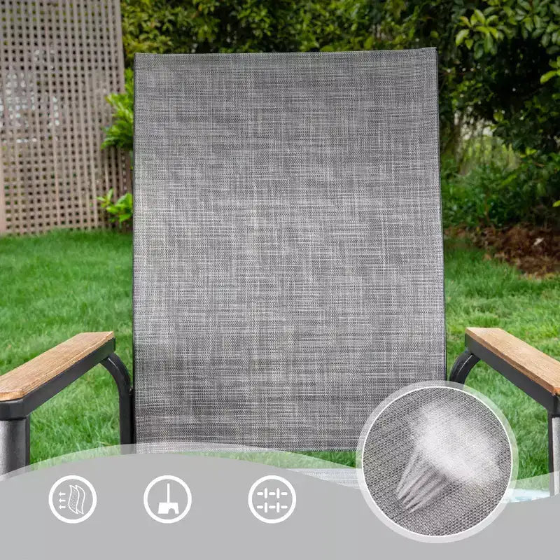 Ensemble de repas 3 pièces pour patio avec petite table ronde en acier et chaises en toile – Captiva Designs : Mobilier d'extérieur pour balcon ou terrasse
