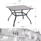 Ensemble de salle à manger de patio 5 pièces avec table en acier avec trou pour parasol de 1,57 po et fauteuils rembourrés - Captiva Designs