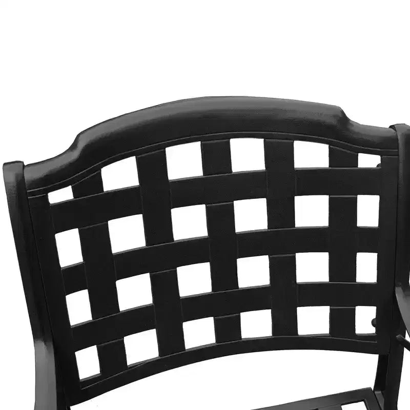 Ensemble de salle à manger de patio 7 pièces avec table rectangulaire en aluminium maillé extérieure ornée moderne de 173 cm et chaises à damier - Noir - Oakland Living