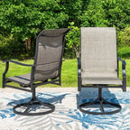 7pc Outdoor Dining Set with Rectangular Table with 1.9" Umbrella Hole & Padded Textilene Chairs - Gray/Black - Captiva Designs: Steel Frame