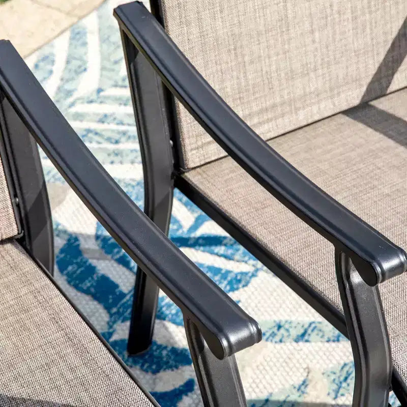 7pc Patio Dining Set with Rectangle Table with 1.57" Umbrella Hole & Sling Arm Chairs - Captiva Designs