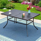 7pc Patio Dining Set with Rectangle Table with 1.57" Umbrella Hole & Sling Arm Chairs - Captiva Designs