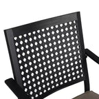 Ensemble de repas extérieur 5 pièces avec chaises pivotantes et coussins et table ronde en métal avec trou pour parasol - Noir - Captiva Designs
