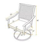 Ensemble de repas extérieur 5 pièces avec chaises pivotantes et coussins et table ronde en métal avec trou pour parasol - Noir - Captiva Designs