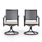 Ensemble de repas extérieur 5 pièces avec chaises pivotantes et coussins et table ronde en métal avec trou pour parasol - Noir - Captiva Designs