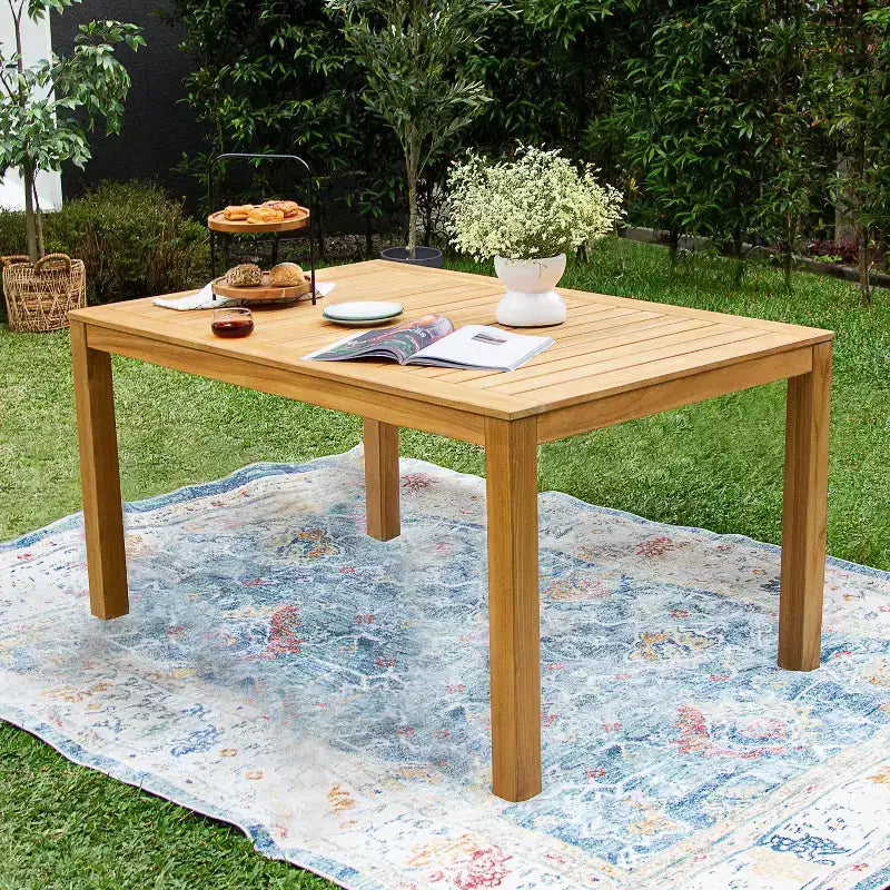 Sonoma Lane Azle 5pc Teak Outdoor Patio Dining Set with Honey Twist Wicker - Weather-Resistant