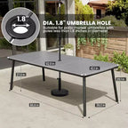 Crestlive Products 7pc Outdoor Dining set for 6 People Patio Rectangle Table Aluminum Frame with Wood-Like Tabletop and Umbrella Hole