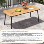 Crestlive Products 7pc Outdoor Dining set for 6 People Patio Rectangle Table Aluminum Frame with Wood-Like Tabletop and Umbrella Hole