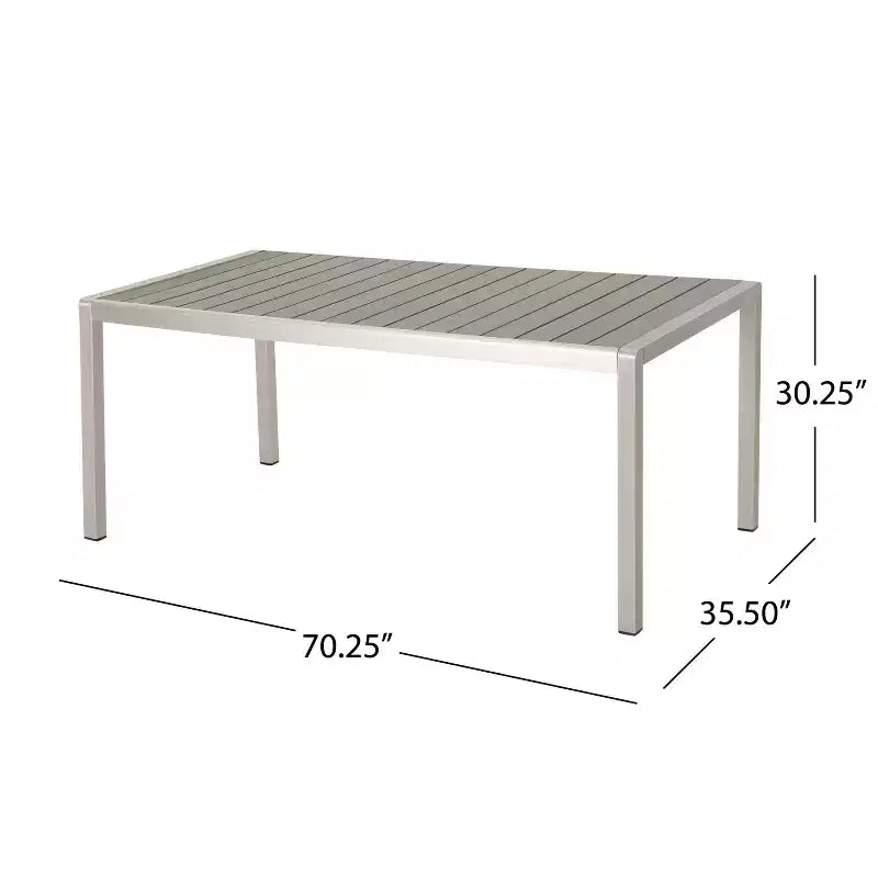 Christopher Knight Home Brooks 7 pcs Outdoor Aluminum and Wood Dining Set with Woven Rope, Gray/Black/Silver
