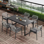 Christopher Knight Home Bennett 7 pcs Outdoor Modern Aluminum Dining Set with Woven Rope, Black/Gray