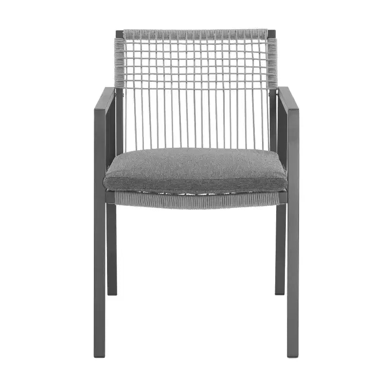 Christopher Knight Home Bennett 7 pcs Outdoor Modern Aluminum Dining Set with Woven Rope, Black/Gray