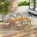 Christopher Knight Home Quinn Ensemble de salle à manger d'extérieur 7 pièces en acacia avec lattes et revêtement en tissu