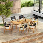 Christopher Knight Home Quinn Ensemble de salle à manger d'extérieur 7 pièces en acacia avec lattes et revêtement en tissu