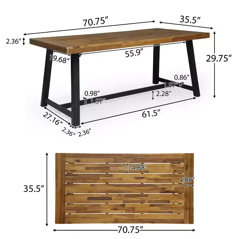 Ensemble de salle à manger d'extérieur moderne 7 pièces Virella en bois d'acacia et polypropylène Christopher Knight Home