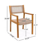 Ensemble de salle à manger Christopher Knight Home Lysandra 5 pièces en bois d'acacia et chaises tressées en corde